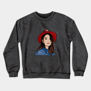 Woman in the Red Hat Crewneck Sweatshirt